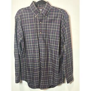 Brooks Brothers 346 Men’s Small Plaid Button Down Shirt Blue Red Cotton